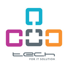 Obraz premium Technology logo, computer and data related business, hi-tech and innovative link network