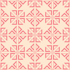 Red and beige geometric ornament. Seamless pattern