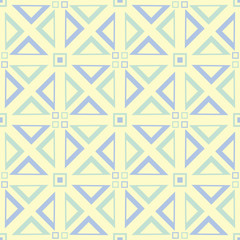 Geometric seamless pattern. Beige background with blue and green elements
