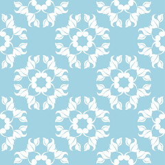 Blue and white floral seamless pattern