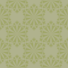 Fototapeta premium Olive green floral seamless pattern