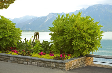 Quai Edouard Jaccoud in Montreux. Canton of Vaud. Switzerland