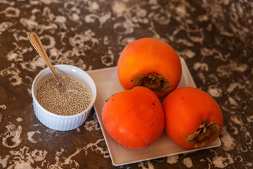 persimmon and chia seeds with milk