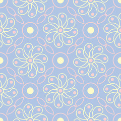 Floral seamless pattern. Pale blue background with beige and pink flower elements