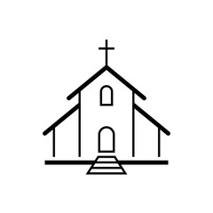 church building simple black icon on white background