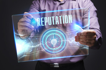 The concept of business, technology, the Internet and the network. A young entrepreneur working on...