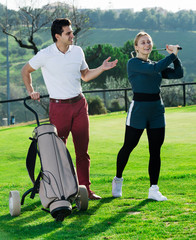 Obraz premium Golf partners playing together