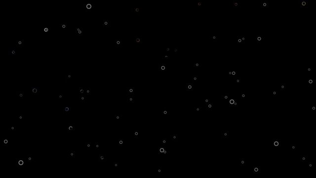 Glowing bubbles rise upwards on a black background