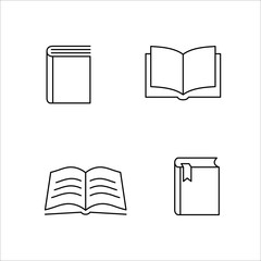 book reading literature black line icons set