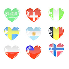 World flags in form of heart