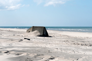 Ruins of World War II on the beach in Jutland, Denmark