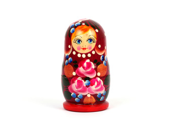 traditional Russian matryoshka doll on white background