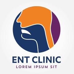 ENT logo template. Head for ear, nose, throat doctor specialists. logo concept. Line vector icon. Editable stroke. Flat linear illustration isolated on white background