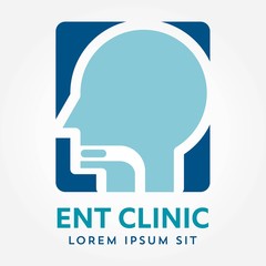 ENT logo template. Head for ear, nose, throat doctor specialists. logo concept. Line vector icon. Editable stroke. Flat linear illustration isolated on white background