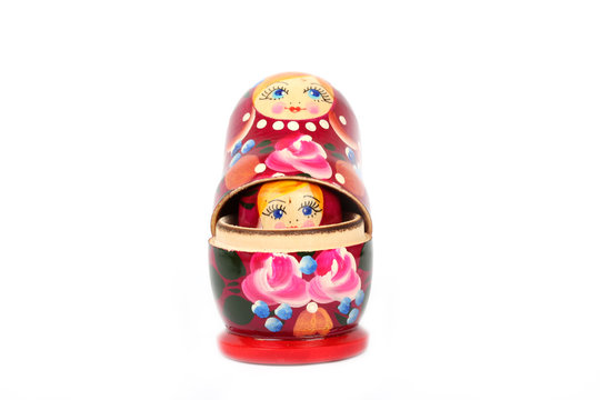 traditional Russian matryoshka doll on white background