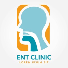 ENT logo template. Head for ear, nose, throat doctor specialists. logo concept. Line vector icon. Editable stroke. Flat linear illustration isolated on white background