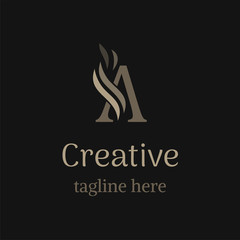 Creative A logo on black background. Trendy emblem for business company or branding symbol. Modern element.