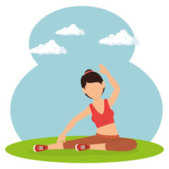 athlete female working out character vector illustration design