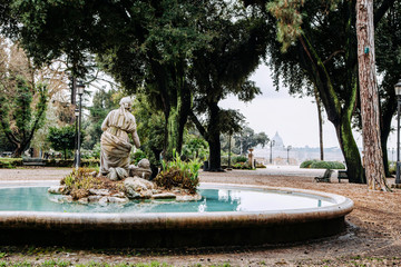 Park with sculptures in Rome, Italy