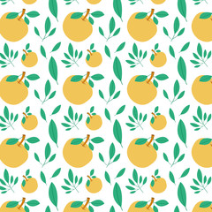 orange with leafs pattern fresh and citrus fruit vector illustration design
