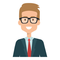 elegant businessman with glasses avatar character vector illustration design