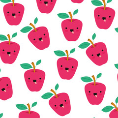 apple comic characters pattern background vector illustration design