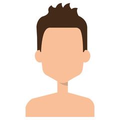 young man shirtless avatar character vector illustration design