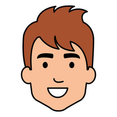 young man head avatar character vector illustration design