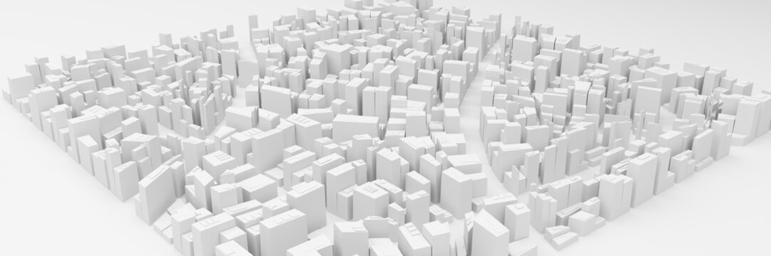 3D Rendering Of Low Poly Modern City