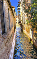 Colorful Small Side Canal Venice Italy
