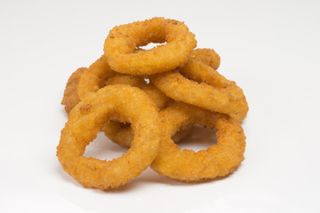 Onion rings in white background