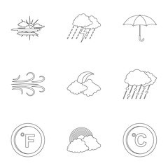 Observation icons set. Outline set of 9 observation vector icons for web isolated on white background