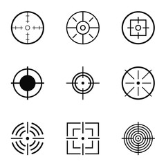 Aim hunt icons set. Simple set of 9 aim hunt vector icons for web isolated on white background
