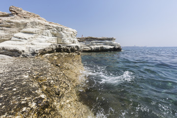 Obraz premium Mediterranean sea. White rocks near Governor's beach