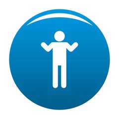 Stick figure stickman icon vector blue circle isolated on white background 