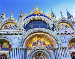 Fototapeta na wymiar Christ Resurrection Mosaic Saint Mark's Church Venice Italy