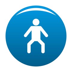 Stick figure stickman icon vector blue circle isolated on white background 