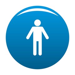 Stick figure stickman icon vector blue circle isolated on white background 