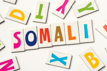 word somali made of colorful letters