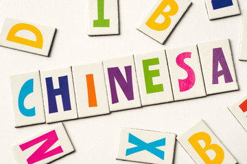 word chinesa made of colorful letters