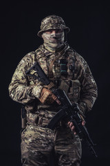 Elite squad soldiers with weapons and ammunition