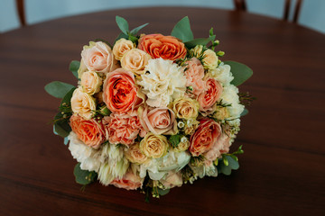 Flower wedding bouquet from roses.