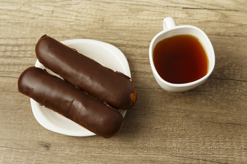 tea and dessert is on a plate