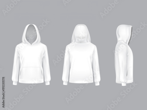 Download "Vector 3d realistic white hoodie with long sleeves and ...