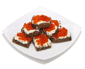 sandwiches with red caviar