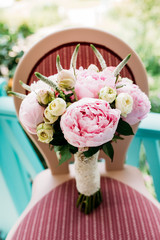 bridal bouquet, flowers, bouquet of peonies
