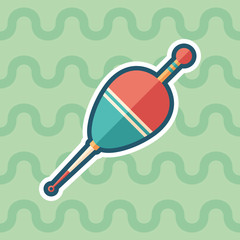 Fishing float sticker flat icon with color background.
