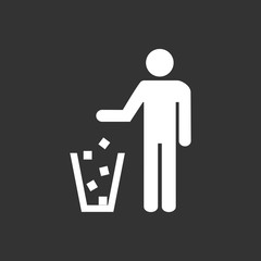 Garbage symbol. Do not litter sign. Trash icon. Logo on grey background. Flat vector illustration.