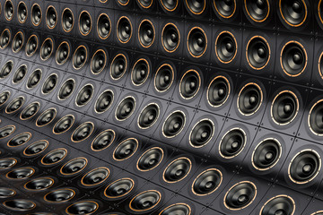 Background from loudspeakers, 3D rendering