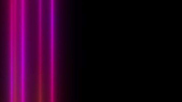 thick parallel flashing moving vertical stripes on a black background. colored stripes. Place for text. business background. seamless loop.